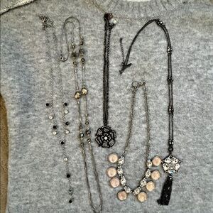 White House Black Market Silvertone Costume Necklace Bundle Set of 5